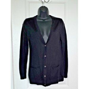 GAP Merino Blend Button Down Cardigan Sweater Women's Small Pockets Black
